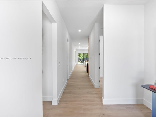 1735 SW 24th Ter, Miami, FL 33145 - hall with recessed lighting, baseboards, and light wood-style floors