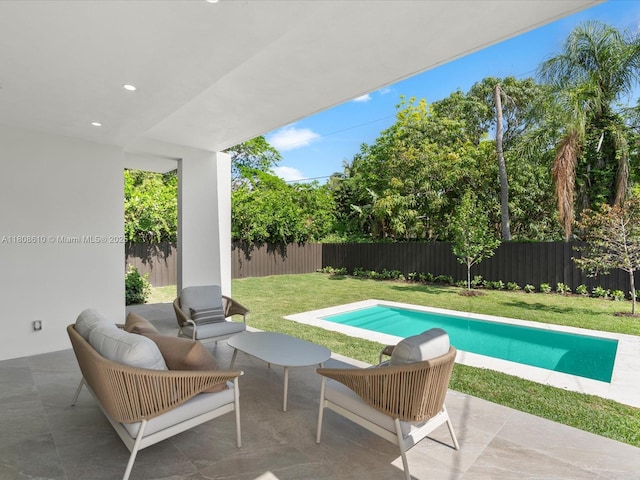 1735 SW 24th Ter, Miami, FL 33145 - view of swimming pool with a patio area and an outdoor living space