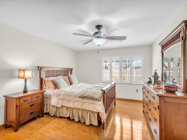 6566 NW 197th Ln, Hialeah, FL 33015 - bedroom with light wood-style floors, baseboards, and ceiling fan