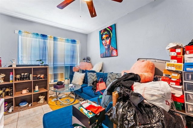 121 SW 5th Ct, Dania Beach, FL 33004 - bedroom with tile patterned flooring and a ceiling fan