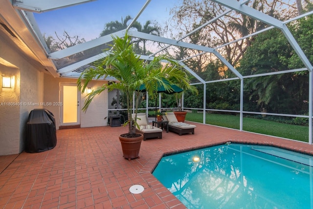 7395 SW 166th St, Palmetto Bay, FL 33157 - outdoor pool with a patio and glass enclosure