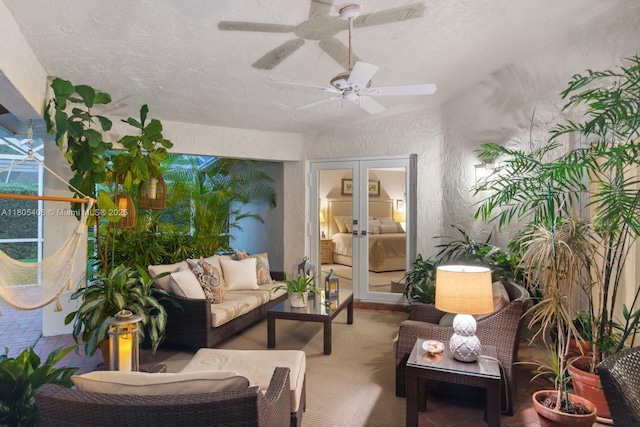 7395 SW 166th St, Palmetto Bay, FL 33157 - view of patio with an outdoor hangout area, french doors, and a ceiling fan