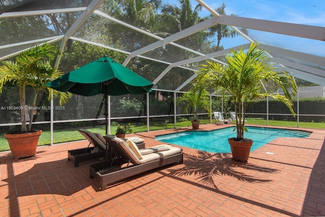 7395 SW 166th St, Palmetto Bay, FL 33157 - view of pool with a lanai and a patio area