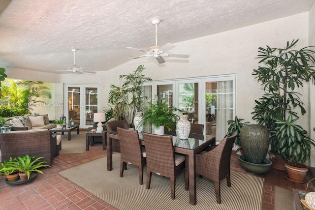 7395 SW 166th St, Palmetto Bay, FL 33157 - view of patio with french doors, ceiling fan, outdoor lounge area, and outdoor dining space