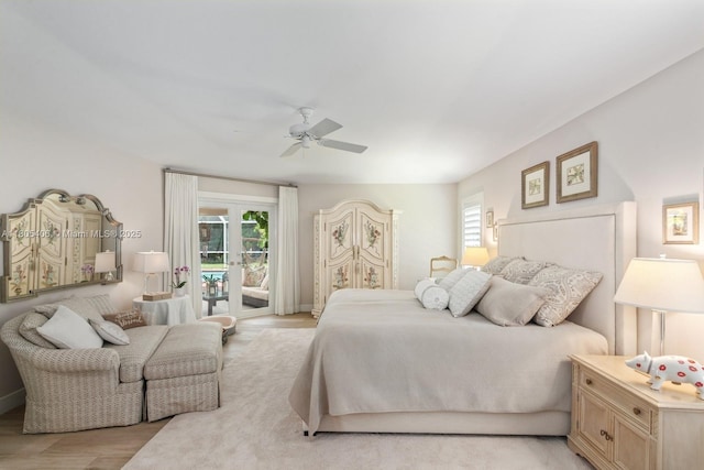 7395 SW 166th St, Palmetto Bay, FL 33157 - bedroom featuring access to outside, a ceiling fan, and light wood finished floors