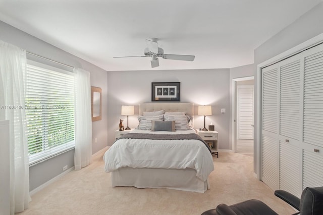 7395 SW 166th St, Palmetto Bay, FL 33157 - bedroom featuring carpet, a closet, baseboards, and ceiling fan