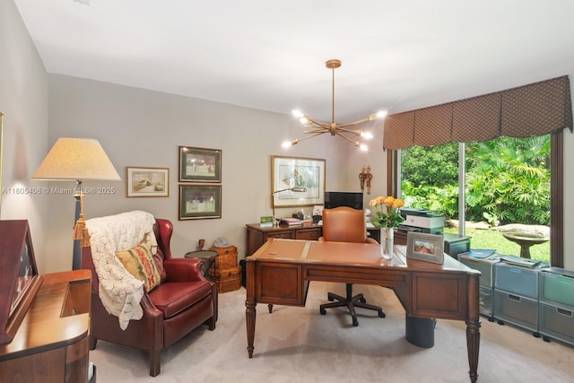 7395 SW 166th St, Palmetto Bay, FL 33157 - home office with light carpet and a chandelier