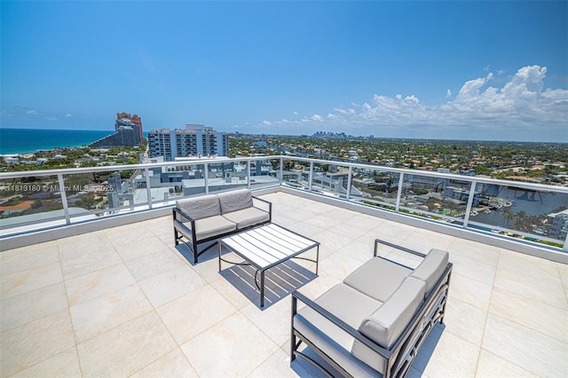 2841 N Ocean Blvd Unit 1801, Fort Lauderdale, FL 33308 - view of patio featuring a city view, a balcony, a water view, and outdoor lounge area