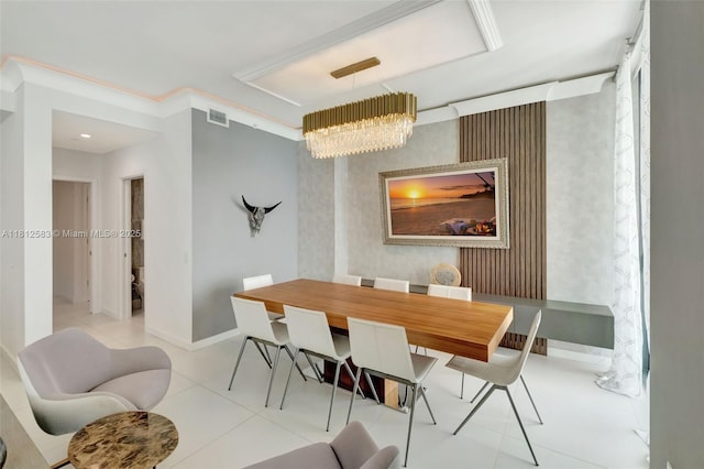 501 NE 31st St Unit Ph4302, Miami, FL 33137 - tiled dining room with a chandelier and baseboards