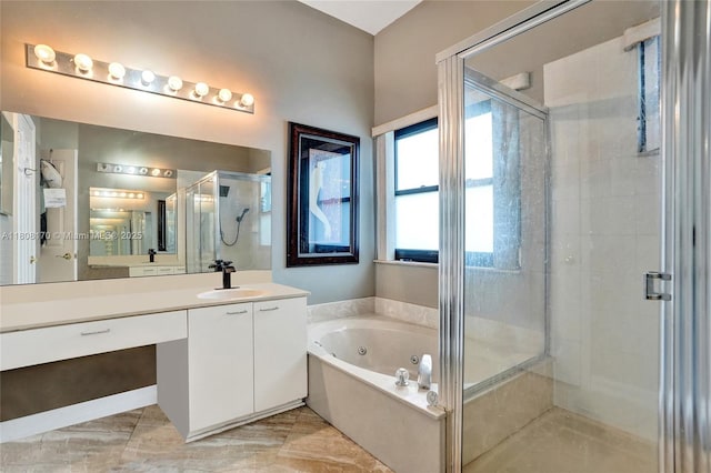 4946 SW 166th Ave, Miramar, FL 33027 - full bath featuring a stall shower, a jetted tub, and vanity