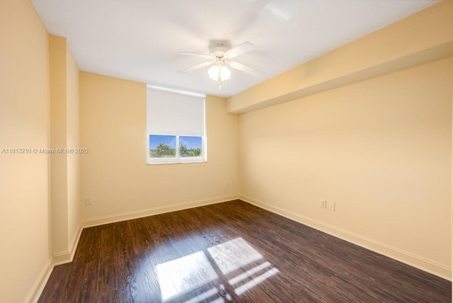 510 NW 84th Ave Unit 541, Plantation, FL 33324 - empty room with dark wood-style flooring, a ceiling fan, and baseboards