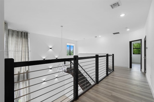 15924 SW 136th Way, Miami, FL 33196 - hall with an upstairs landing, wood finished floors, and recessed lighting