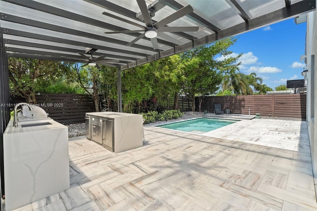 15924 SW 136th Way, Miami, FL 33196 - view of pool with a ceiling fan, a fenced backyard, and a patio