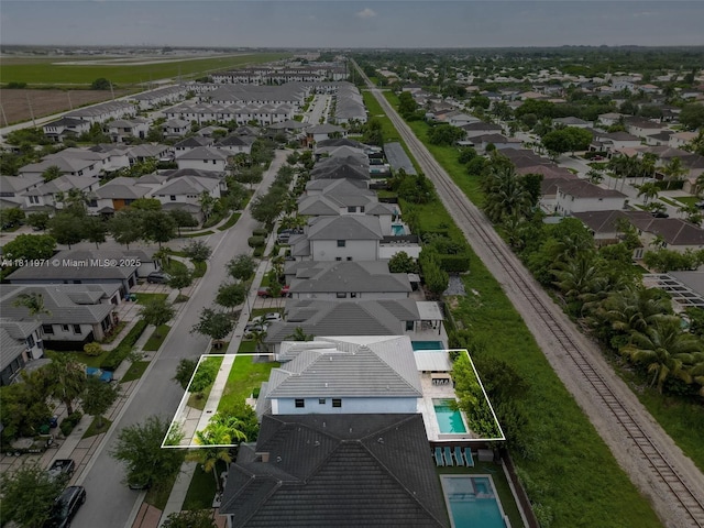 15924 SW 136th Way, Miami, FL 33196 - aerial perspective of suburban area featuring property boundaries highlighted and a pool