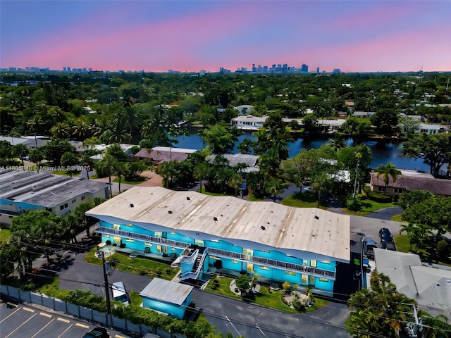 733 NW 30th Ct Unit 2, Wilton Manors, FL 33311 - aerial view at dusk of a water view and a view of skyline