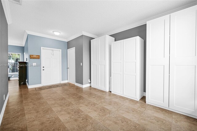 17473 SW 22nd St, Miramar, FL 33029 - unfurnished bedroom with baseboards, crown molding, and a textured ceiling