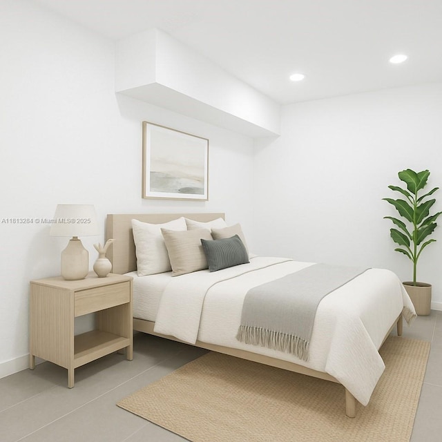 17473 SW 22nd St, Miramar, FL 33029 - bedroom with light tile patterned floors, recessed lighting, and baseboards