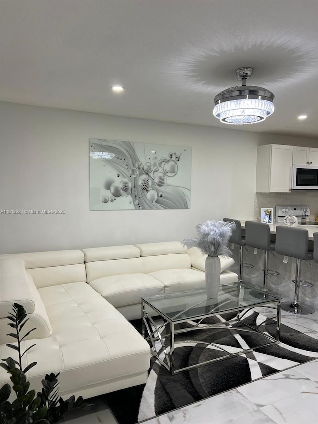 2905 Pierce St Unit 7, Hollywood, FL 33020 - living room featuring recessed lighting and marble finish floors