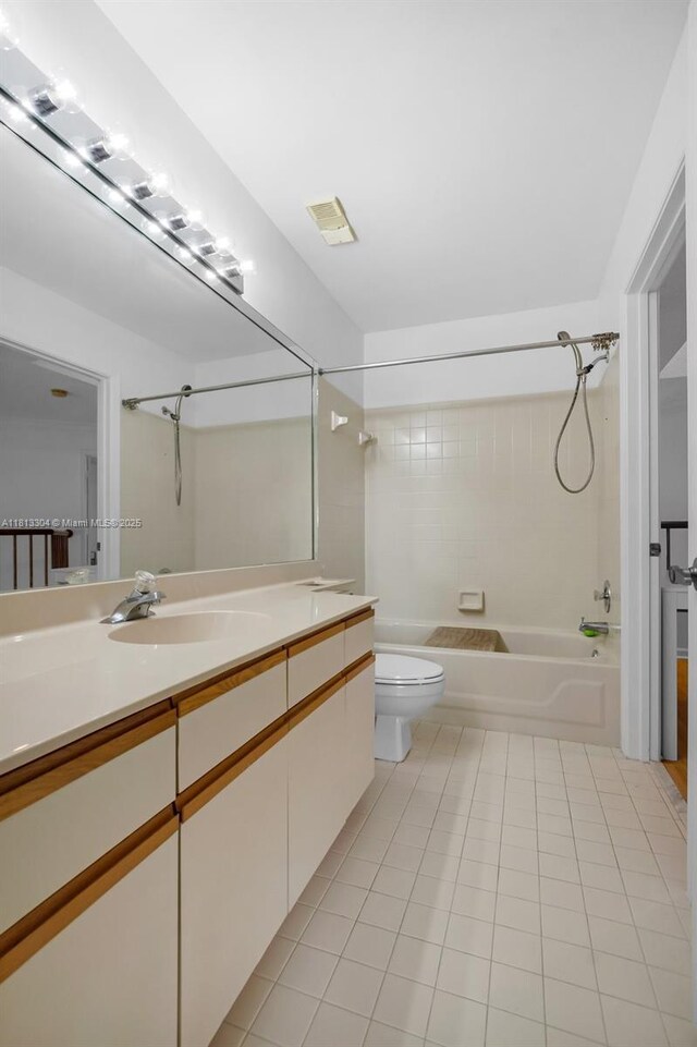 9280 Boca Gardens Pkwy Unit B, Boca Raton, FL 33496 - full bathroom featuring bathtub / shower combination, toilet, vanity, and tile patterned flooring