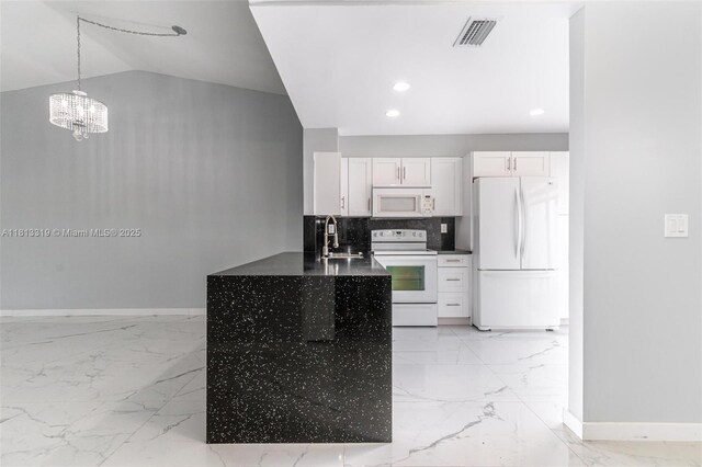 9234 Wedgewood Ln Unit D7, Tamarac, FL 33321 - kitchen with white appliances, baseboards, light marble finish floors, a sink, and dark countertops