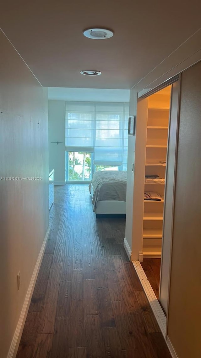 16500 Collins Ave Unit 652, Sunny Isles Beach, FL 33160 - hall featuring dark wood-type flooring and baseboards