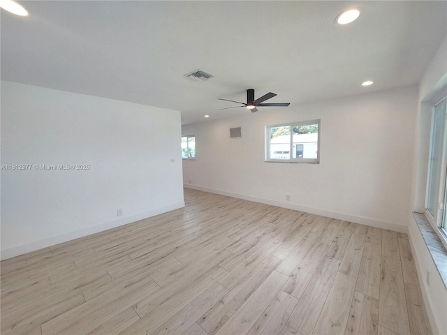 4579 NW 16th Way, Tamarac, FL 33309 - spare room with light wood finished floors, recessed lighting, ceiling fan, and baseboards