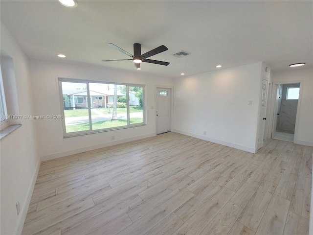 4579 NW 16th Way, Tamarac, FL 33309 - spare room featuring ceiling fan, light wood finished floors, recessed lighting, and baseboards