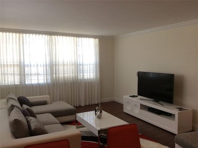 100 Lincoln Rd Unit 1214, Miami Beach, FL 33139 - living room with crown molding, wood finished floors, and baseboards