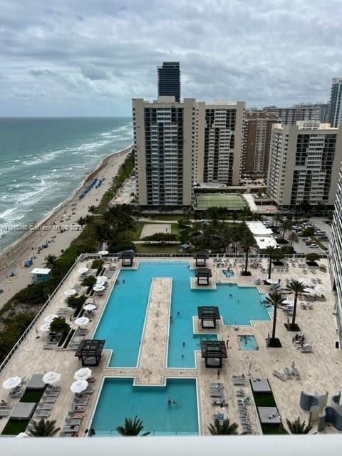 1830 S Ocean Dr Unit 2103, Hallandale Beach, FL 33009 - aerial view of a pool area and waterfront with a beach