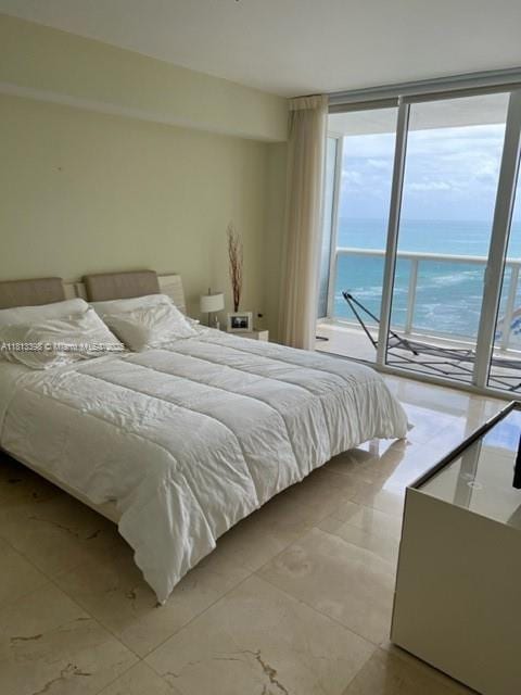 1830 S Ocean Dr Unit 2103, Hallandale Beach, FL 33009 - bedroom with expansive windows, access to outside, and a water view