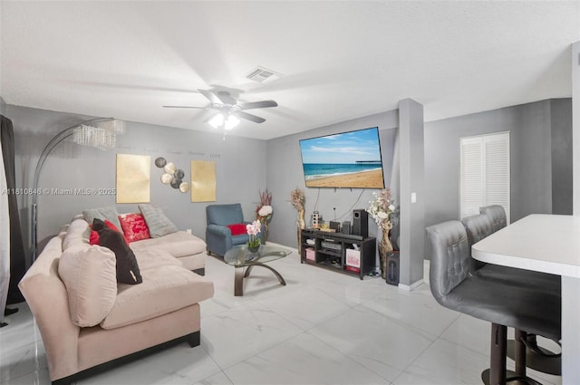 2620 NW 79th Ave, Margate, FL 33063 - living room with a ceiling fan and marble finish flooring