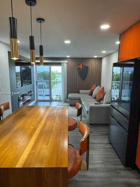 4550 NW 9th St Unit 520E, Miami, FL 33126 - living room featuring wood finished floors and recessed lighting