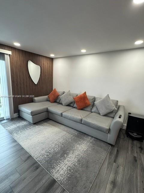 4550 NW 9th St Unit 520E, Miami, FL 33126 - living area featuring wood finished floors and recessed lighting