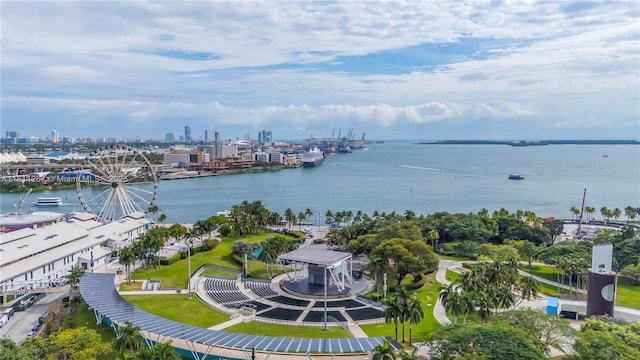 227 NE 2nd St Unit 2208, Miami, FL 33132 - aerial view of a large body of water and skyline