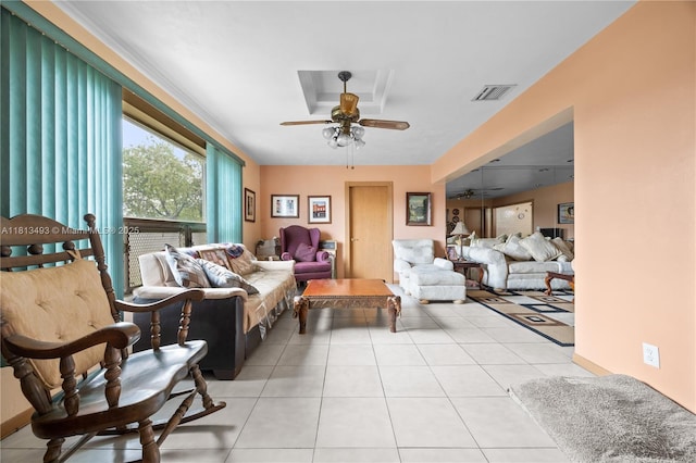 1706 N 45th Ave, Hollywood, FL 33021 - living room with a ceiling fan and light tile patterned floors