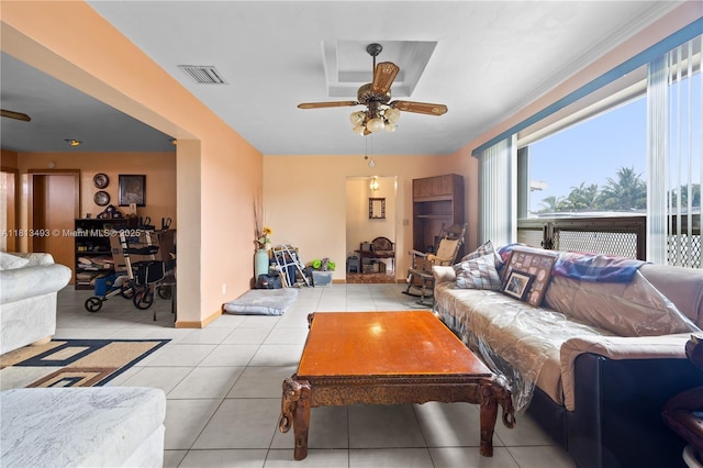 1706 N 45th Ave, Hollywood, FL 33021 - living area featuring healthy amount of natural light, tile patterned floors, and ceiling fan