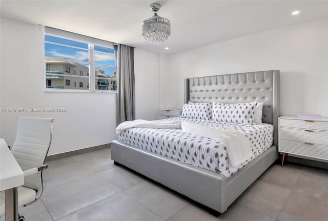 4001 S Ocean Dr Unit 14H, Hollywood, FL 33019 - tiled bedroom featuring baseboards and recessed lighting