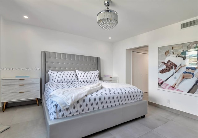 4001 S Ocean Dr Unit 14H, Hollywood, FL 33019 - bedroom with tile patterned floors, baseboards, and recessed lighting