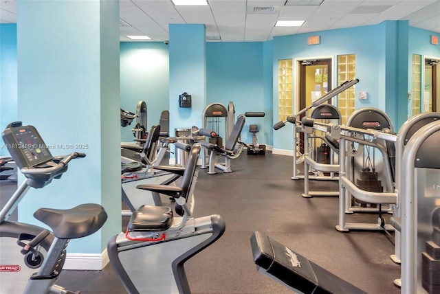 4001 S Ocean Dr Unit 14H, Hollywood, FL 33019 - exercise room with a drop ceiling
