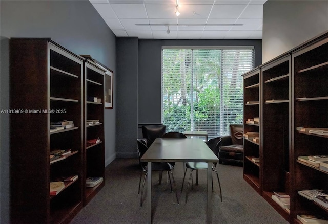 4001 S Ocean Dr Unit 14H, Hollywood, FL 33019 - office with carpet flooring, track lighting, baseboards, and a drop ceiling