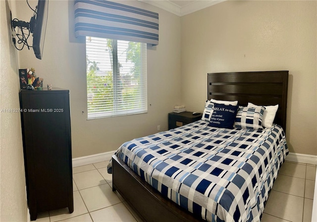 8792 NW 167th St, Miami Lakes, FL 33018 - bedroom with light tile patterned floors, crown molding, and baseboards