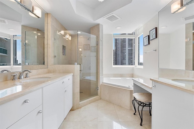 19400 Turnberry Way Unit 1131, Aventura, FL 33180 - full bath featuring two vanities, a bath, and a stall shower