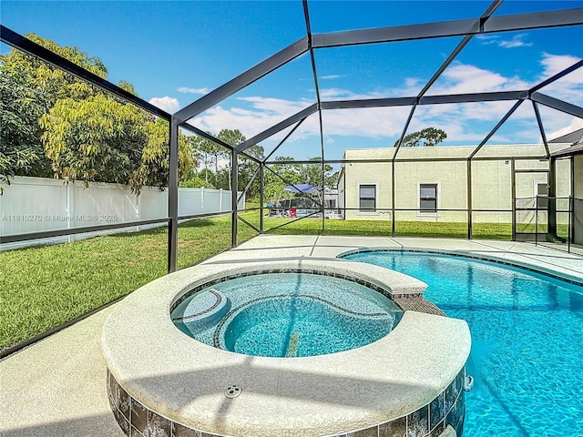 6142 NW Hopkins Ave, Port St Lucie, FL 34986 - view of pool with a pool with connected hot tub and a patio area