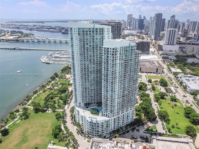 1900 N Bayshore Dr Unit 603, Miami, FL 33132 - aerial view of a nearby body of water and city skyline