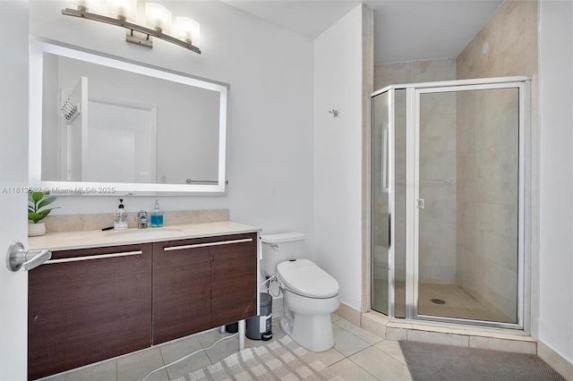 1900 N Bayshore Dr Unit 603, Miami, FL 33132 - bathroom featuring vanity, a shower stall, and tile patterned flooring