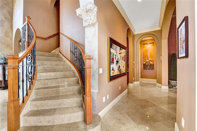 3308 Islewood Ave, Weston, FL 33332 - stairway with arched walkways and baseboards