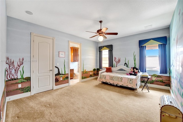 3308 Islewood Ave, Weston, FL 33332 - carpeted bedroom featuring baseboards, ensuite bathroom, and a ceiling fan