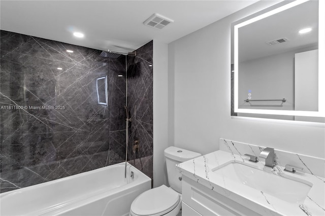 7900 S Colony Cir Unit 206, Tamarac, FL 33321 - bathroom featuring vanity, toilet,  shower combination, and recessed lighting