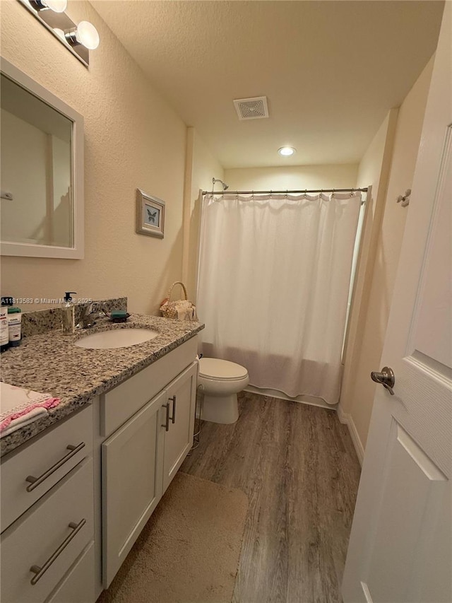 3031 Cherry Ln, La Belle, FL 33935 - bathroom with wood finished floors, vanity, toilet, and shower / bath combo