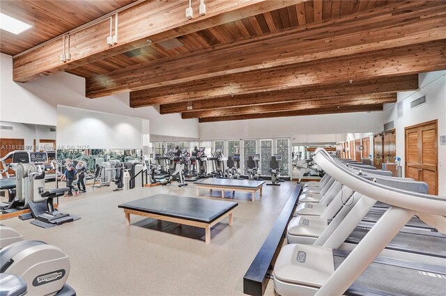 1000 Quayside Ter Unit 1101, Miami, FL 33138 - workout area featuring wood ceiling with exposed beams